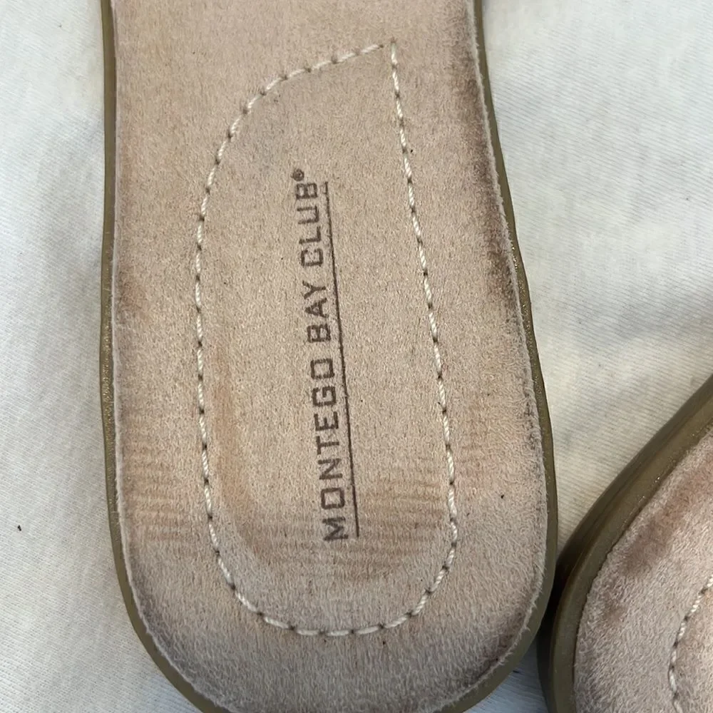 Montego Bay size 81/2 W comfy tan and brown slide sandals look new